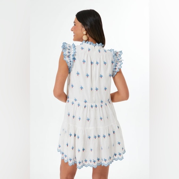 Sea New York Cream Renee Embroidered Strawberry Dress L 100% Cotton - Picture 3 of 8